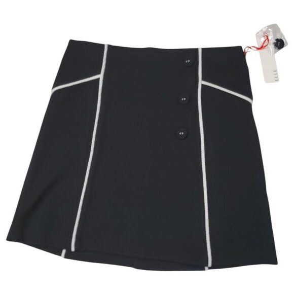 NWT Elle Black White Trim Mini Skirt XS | Mod Retro Chic Office to After-Hours - Picture 1 of 7